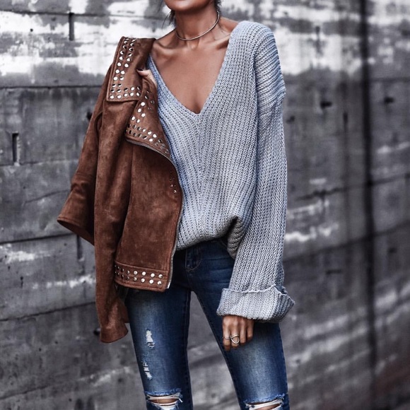 Sweaters - Oversized V Neck Sweater